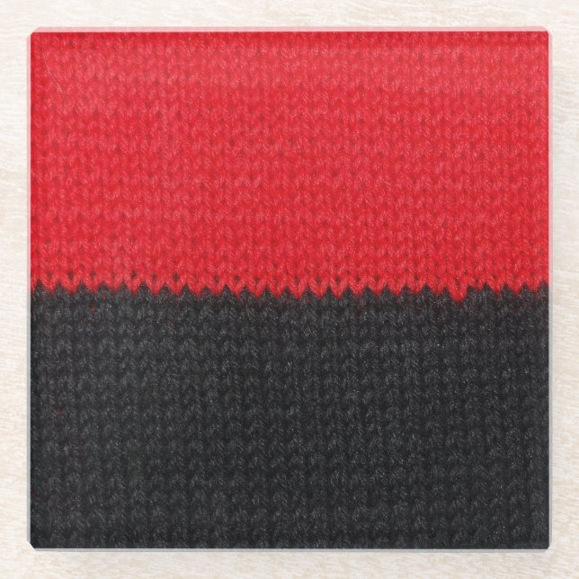 Posavasos De Vidrio Cuchillo rojo negro: cierre a rayas. (Anverso)