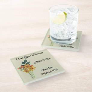 Posavasos De Vidrio Cuenta Tus Bendiciones, Flores Entrelazadas Fami