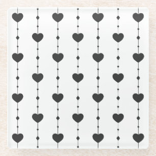 Posavasos De Vidrio Cuerdas del corazón en negro