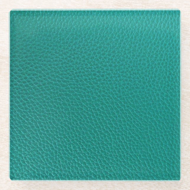 Posavasos De Vidrio Cuero de Aquamarine: Textura de serpiente de moda. (Anverso)