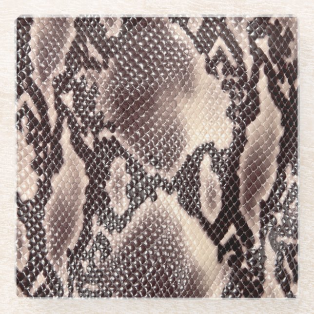 Posavasos De Vidrio Cuero de serpiente: textura marrón sin costura (Anverso)