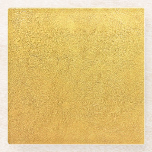 Posavasos De Vidrio Cuero dorado brillante: fondo texturizado