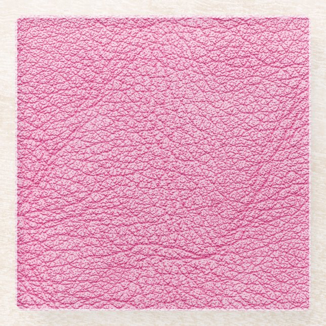 Posavasos De Vidrio Cuero rosa de cierre, fondo texturado. (Anverso)