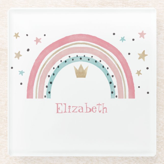 Posavasos De Vidrio Cuestas Estrellas Arcoiris (Anverso)