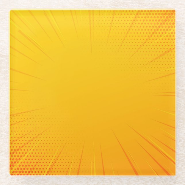 Posavasos De Vidrio Cuestión de las líneas de zoom de cómic amarilla (Anverso)