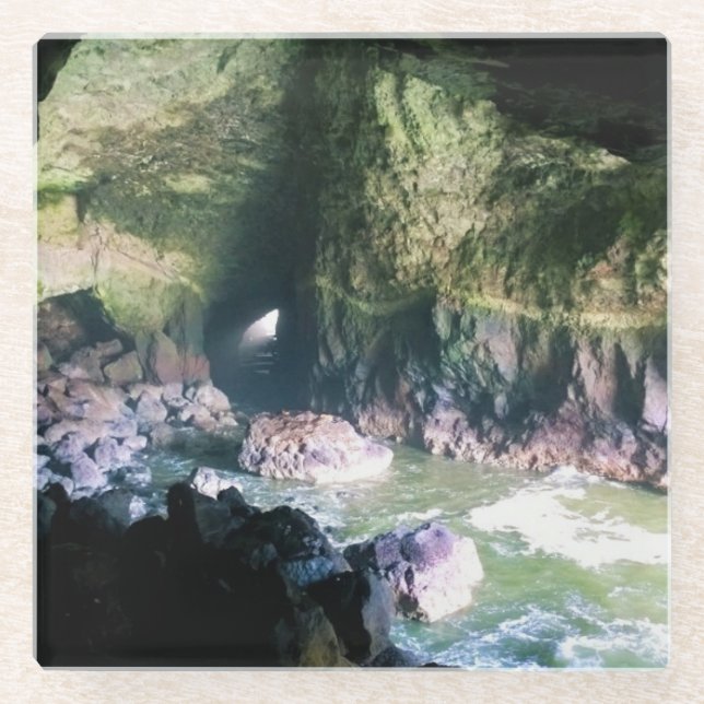 Posavasos De Vidrio Cueva de león marino (Anverso)