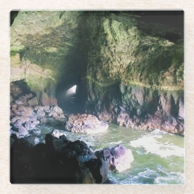 Posavasos De Vidrio Cueva de león marino, O (Anverso)