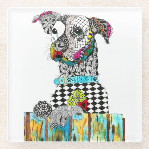 Posavasos De Vidrio Cuidada y colorida escayola de vidrio de perro
