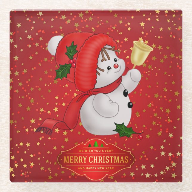 Posavasos De Vidrio Cuidados Navidades Snowman Glass Coaster (Anverso)