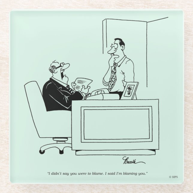 Posavasos De Vidrio Culpa de la oficina (Anverso)