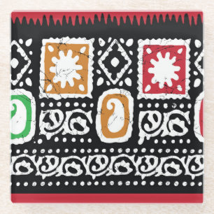 Posavasos De Vidrio Cultura india: Diseño de arte tradicional