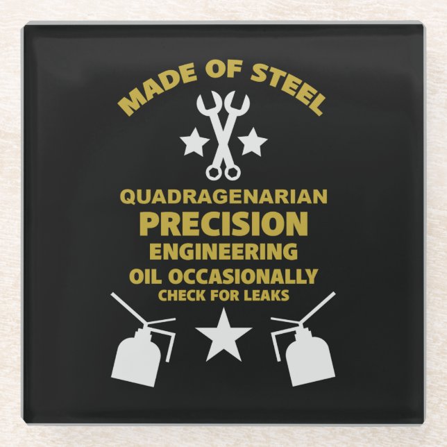 Posavasos De Vidrio Cumpleaños cuadriagenario (Anverso)