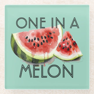 Posavasos De Vidrio Cumpleaños de fiesta de verano ONE IN A MELON pers