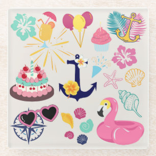 Posavasos De Vidrio Cumpleaños Náutico Adorable