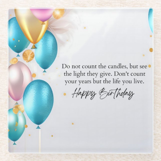Posavasos De Vidrio Cumpleaños Ver la Luz (Anverso)