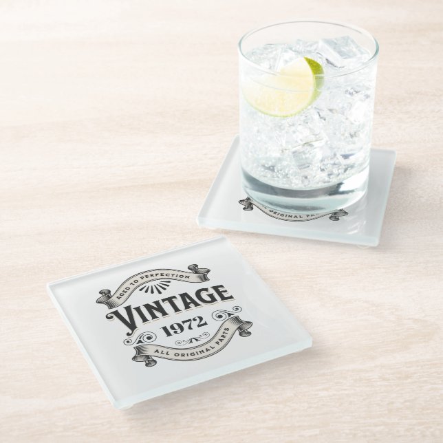 Posavasos De Vidrio Cumpleaños Vintage (Angular)