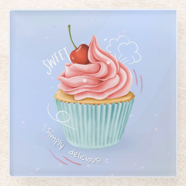 Posavasos De Vidrio Cupcake Glass Coaster (Anverso)