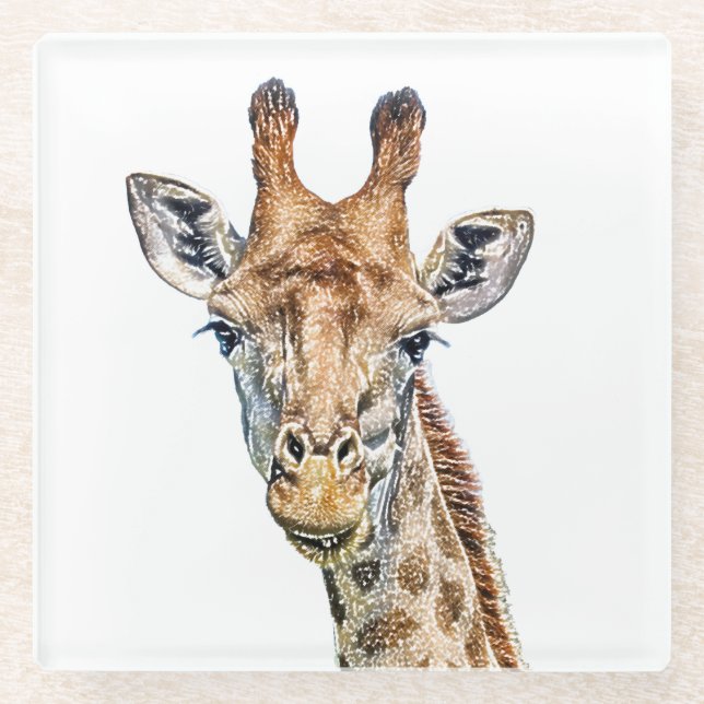 Posavasos De Vidrio Curioso Giraffe (Anverso)