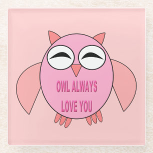 Posavasos De Vidrio Curte Love Message Owl Glass Coaster