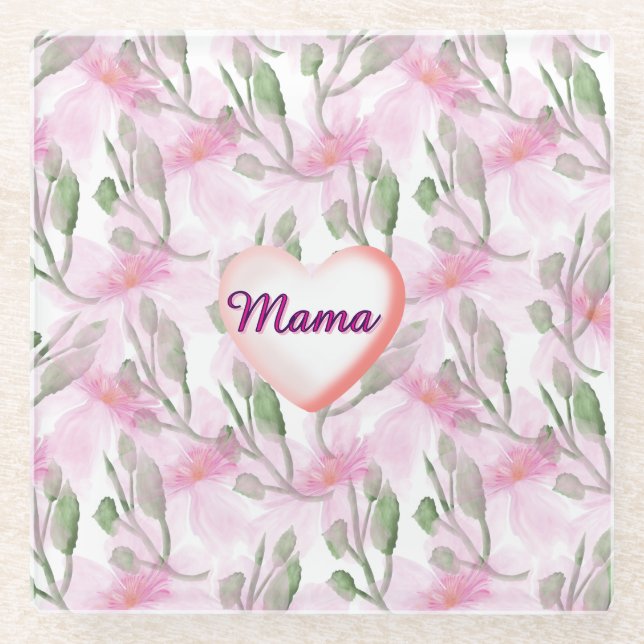 Posavasos De Vidrio Custom and Personalized  watercolor floral gift  (Anverso)