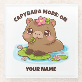 Posavasos De Vidrio Custom Cute Kawaii Capybara Mode Glass Coaster