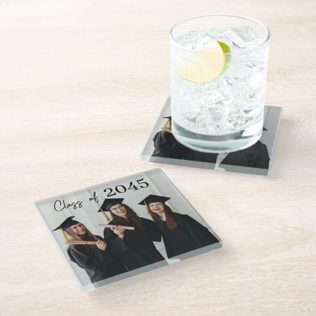 Posavasos De Vidrio Custom Graduation Farewell Gift Photo (Angular)