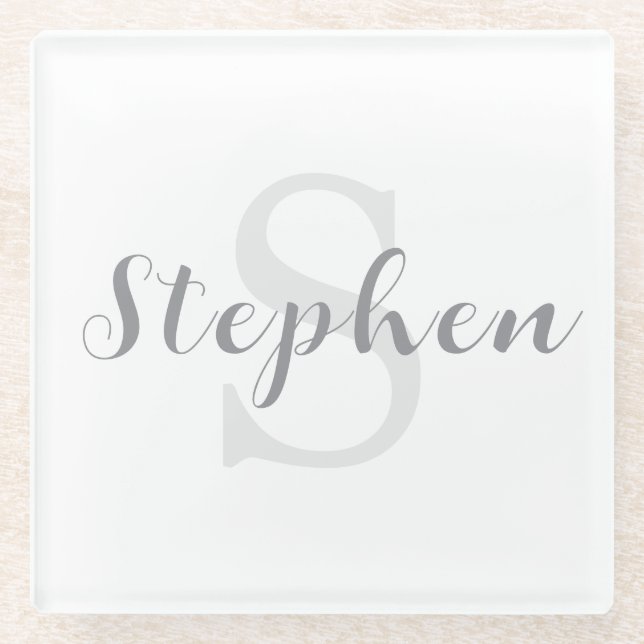 Posavasos De Vidrio Custom Personalized Monogram Script Name Drink (Anverso)