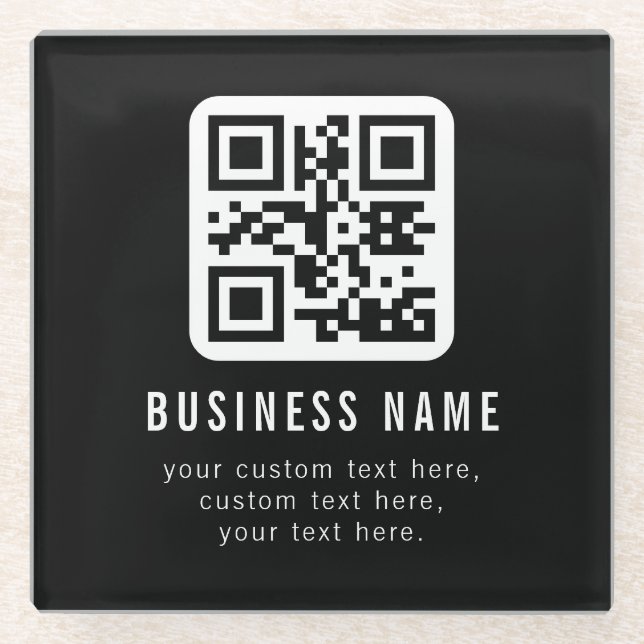 Posavasos De Vidrio Customizable QR Code & Editable Text Design (Anverso)