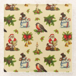 Posavasos De Vidrio Cuta Vintage Navidad Elementos de la montaña rusa 