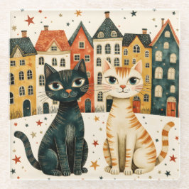 Posavasos De Vidrio Cute Cats