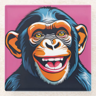 Posavasos De Vidrio Cute Chimpanzee Laughs