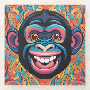 Posavasos De Vidrio Cute Chimpanzee Laughs