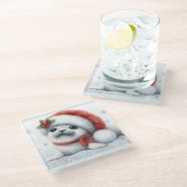 Posavasos De Vidrio Cute Christmas Seal
