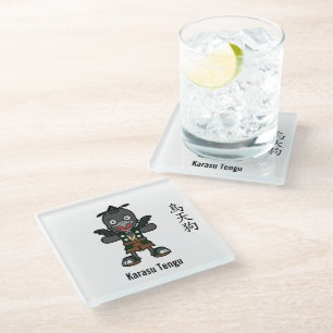 Posavasos De Vidrio Cute Crow Tengu Yokai- Folclore Japonés