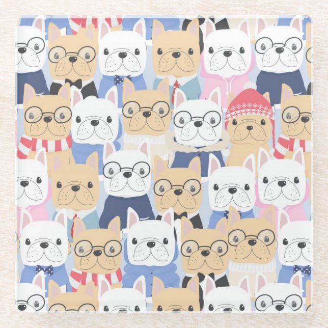 Posavasos De Vidrio Cute Dogs Glass Coaster (Anverso)