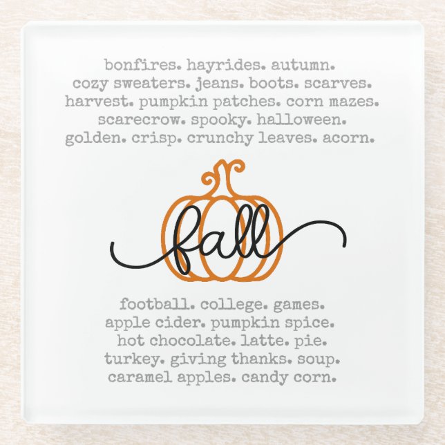 Posavasos De Vidrio Cute Hello Fall Definition Wormpkin Autumn (Anverso)