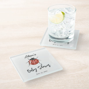 Posavasos De Vidrio Cute Ladybug Baby Shower