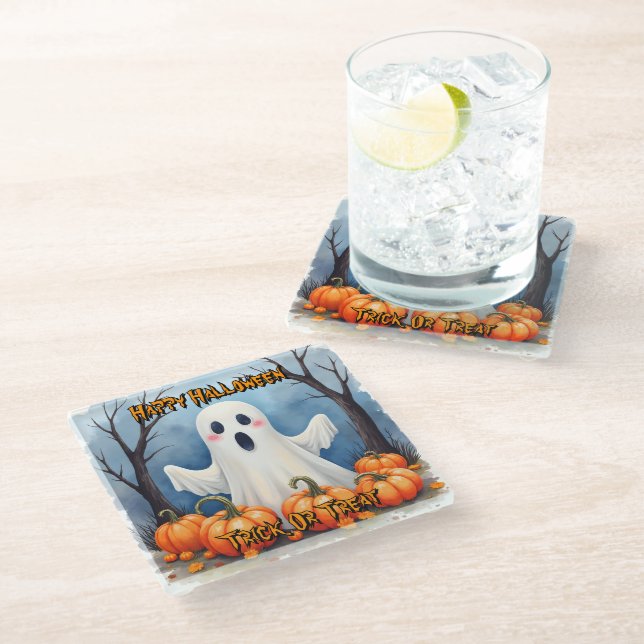 Posavasos De Vidrio Cute Modern Halloween Spooky Collection (Angular)