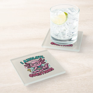 Posavasos De Vidrio Cute Nerd Axolotl I Axolotl Preguntas Marcas Meme