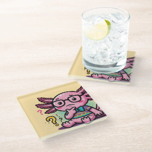 Posavasos De Vidrio Cute Nerd Axolotl I Axolotl Preguntas Marcas Meme