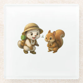 Posavasos De Vidrio Cute Okojo and Squirrel – Okojo and Friends