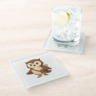Posavasos De Vidrio Cute Owl Illustration – Okojo and Friends Illust