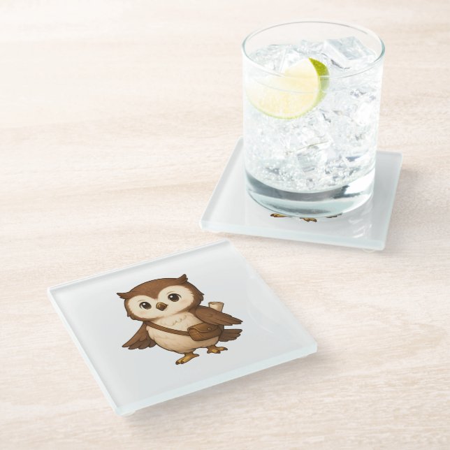 Posavasos De Vidrio Cute Owl Illustration – Okojo and Friends Illust (Angular)