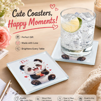 Posavasos De Vidrio Cute Panda Bubble Tea Coaster | Kawaii Boba Panda