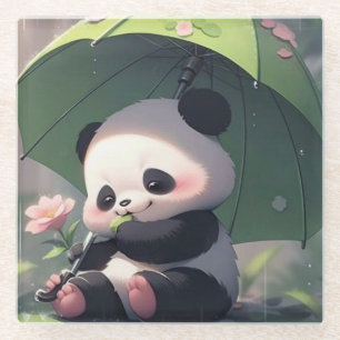 Posavasos De Vidrio Cute Panda debajo del protector de paraguas Lluv