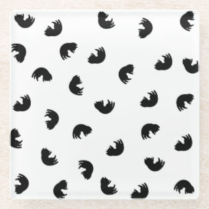 Posavasos De Vidrio CUTE Patrón de gato negro y blanco