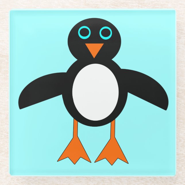 Posavasos De Vidrio Cute Penguin Glass Coaster (Anverso)