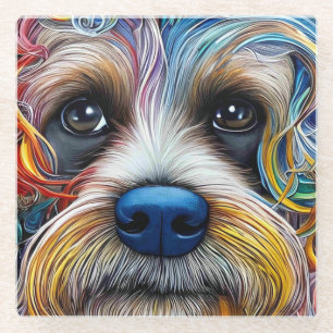 Posavasos De Vidrio Cute Pop Art Terrier