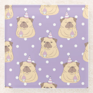 Posavasos De Vidrio Cute Pugs Glass Coaster