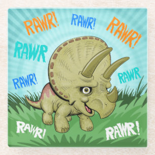Posavasos De Vidrio Cute RAWR Triceratops